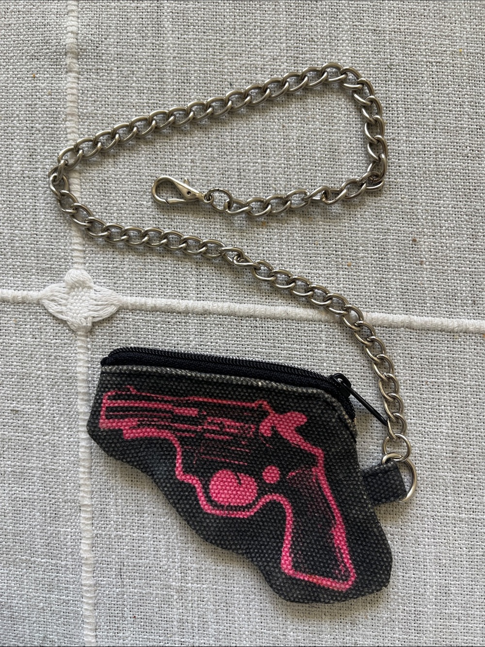 Andy warhol collection Black Mini Purse with Pink Gun Graphic and Chain